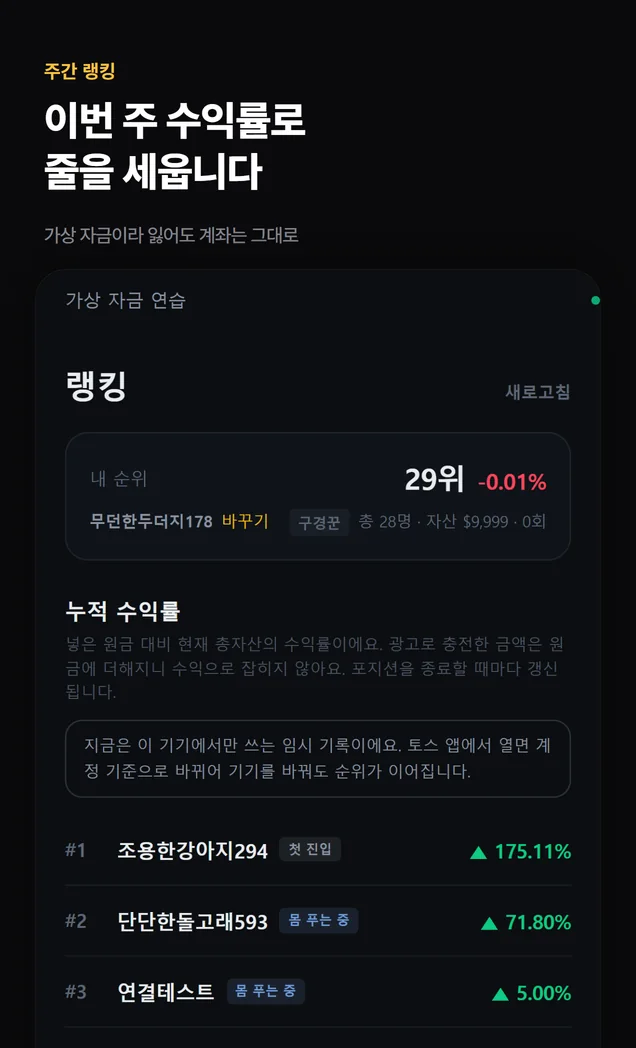 이번 주 수익률 랭킹