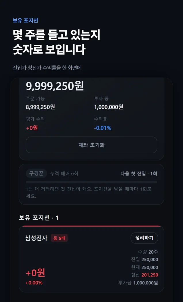 보유 포지션과 계좌 현황